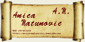 Anica Matunović vizit kartica